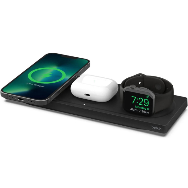 Belkin BOOST CHARGE PRO 3-in-1 Wireless Charging Pad with MagSafe, Black (HPU72, WIZ016vfBK)