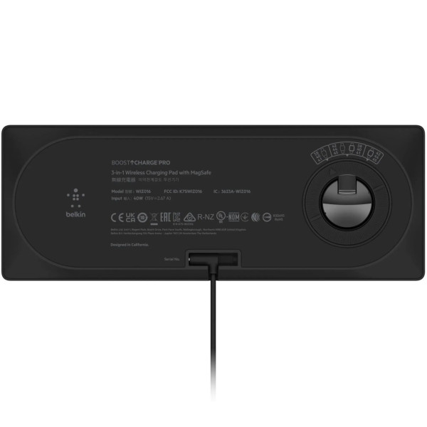 Belkin BOOST CHARGE PRO 3-in-1 Wireless Charging Pad with MagSafe, Black (HPU72, WIZ016vfBK)