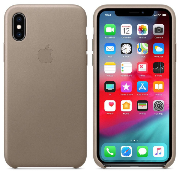 Чехол-накладка Apple Leather Case for iPhone Xs, Taupe (MRWL2) Оригинал