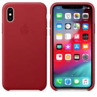 Чехол-накладка Apple Leather Case for iPhone Xs, Red (MRWK2)