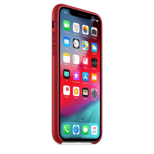 Чехол-накладка Apple Leather Case for iPhone Xs, Red (MRWK2)