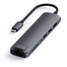 Хаб-адаптер Satechi Aluminum Type-C Slim Multi-Port with Ethernet Adapter, Space Gray (ST-UCSMA3M)