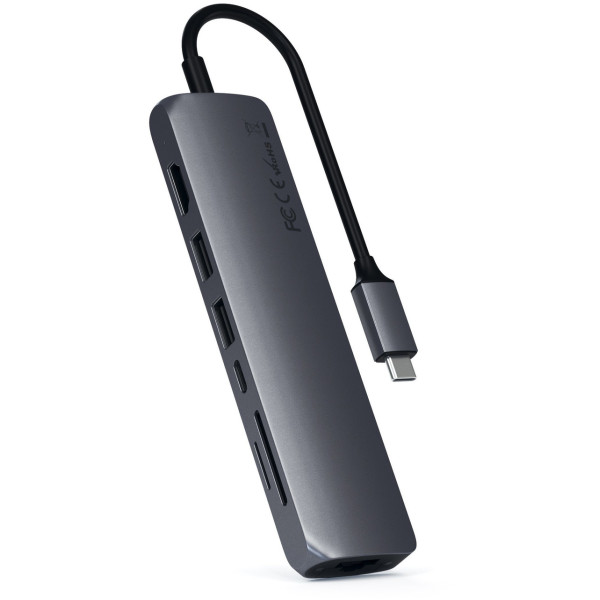 Хаб-адаптер Satechi Aluminum Type-C Slim Multi-Port with Ethernet Adapter, Space Gray (ST-UCSMA3M)