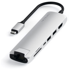Хаб-адаптер Satechi Aluminum Type-C Slim Multi-Port with Ethernet Adapter, Silver (ST-UCSMA3S)