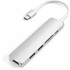 Хаб-адаптер Satechi Aluminum Type-C Slim Multi-Port Adapter 4K V2 Silver (ST-SCMA2S)