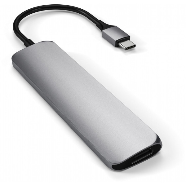 Хаб-адаптер Satechi Aluminum Type-C Slim Multi-Port Adapter 4K V2, Space Gray (ST-SCMA2M)