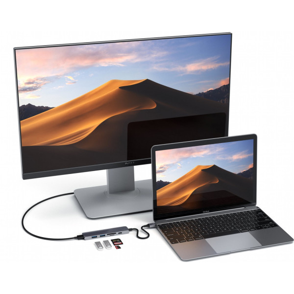 Хаб-адаптер Satechi Aluminum Type-C Slim Multi-Port Adapter 4K V2, Space Gray (ST-SCMA2M)