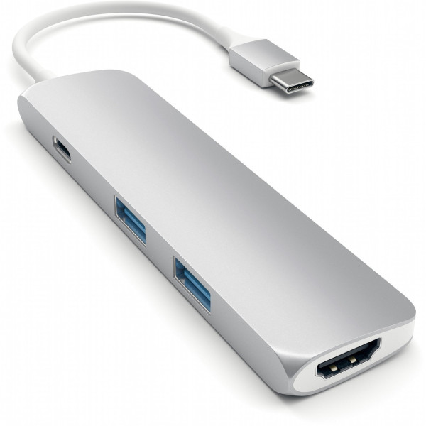 Хаб-адаптер Satechi Slim Aluminum Type-C Multi-Port Adapter with Type-C Charging Port , Silver (ST-CMAS)