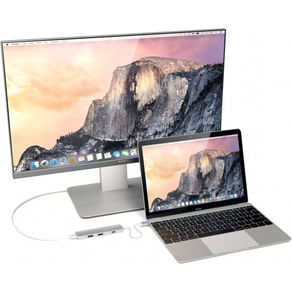 Хаб-адаптер Satechi Slim Aluminum Type-C Multi-Port Adapter with Type-C Charging Port , Silver (ST-CMAS)