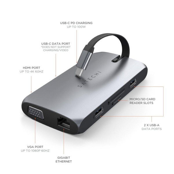 Хаб - адаптер Satechi Aluminum USB-C On-the-Go Multiport Adapter, Space Grey (ST-UCMBAM)