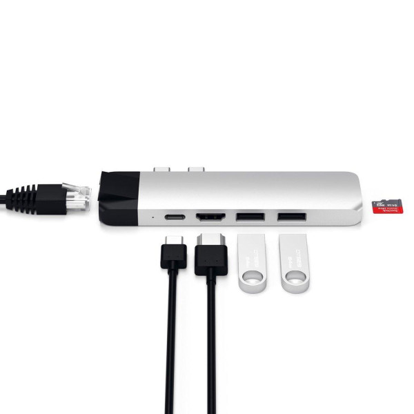 Хаб-адаптер Satechi Aluminum Type-C Pro Hub Adapter with Ethernet, Silver (ST-TCPHES)