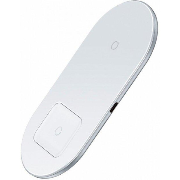 Бездротова зарядка Baseus Wireless Simple Charger 2in1 18W, White