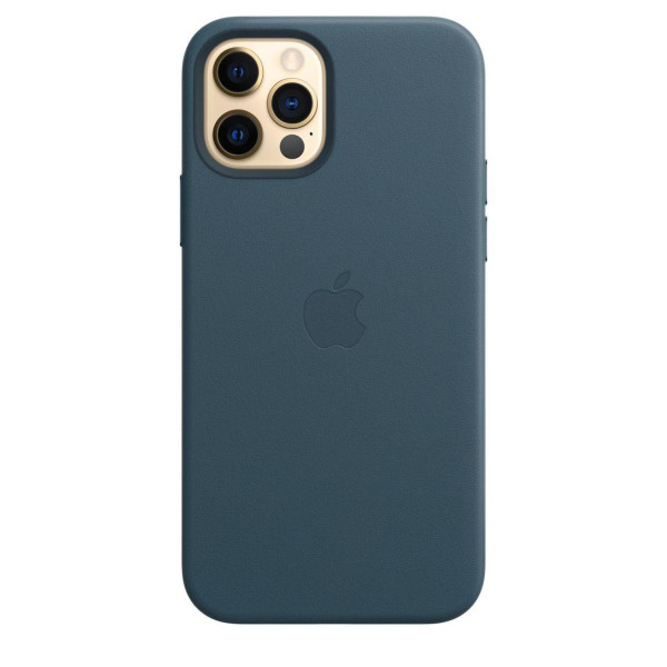 Кожанный чехол-накладка Apple Leather Case with MagSafe for iPhone 12 Pro Max, Baltic Blue (MHKK3)