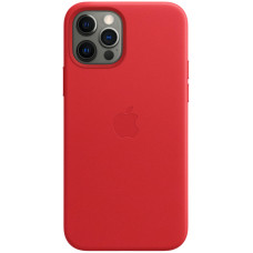Кожанный чехол-накладка Apple Leather Case with MagSafe for iPhone 12 Pro Max, (PRODUCT)RED (MHKJ3)
