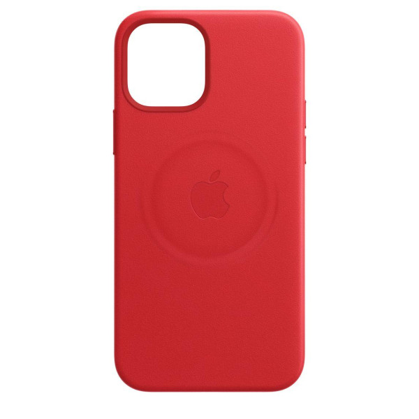 Кожанный чехол накладка Apple Leather Case with MagSafe for iPhone 12 | 12 Pro, Red (MHKD3)