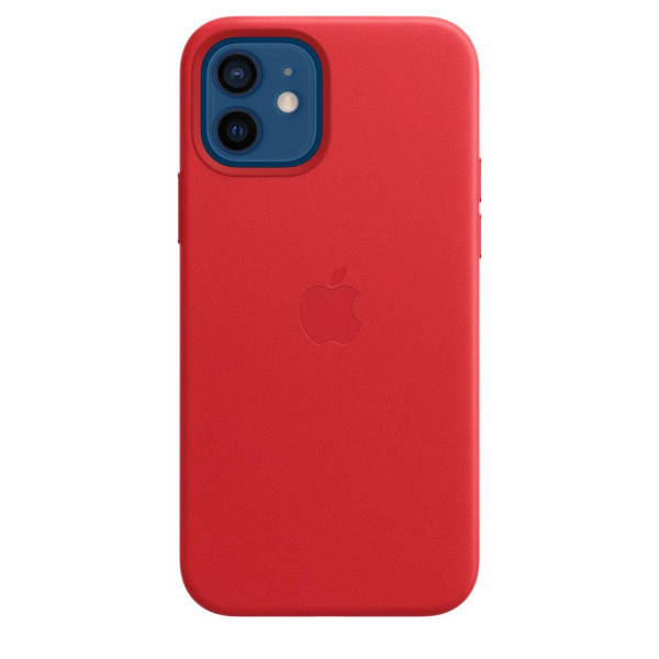 Кожанный чехол накладка Apple Leather Case with MagSafe for iPhone 12 | 12 Pro, Red (MHKD3)