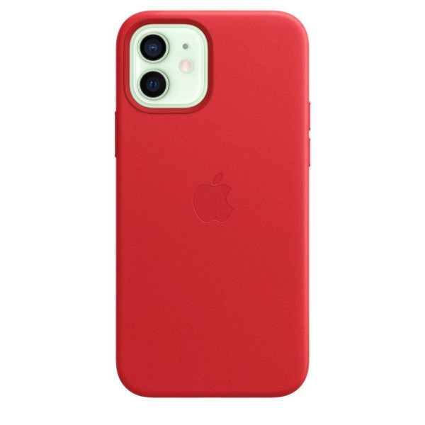 Кожанный чехол накладка Apple Leather Case with MagSafe for iPhone 12 | 12 Pro, Red (MHKD3)