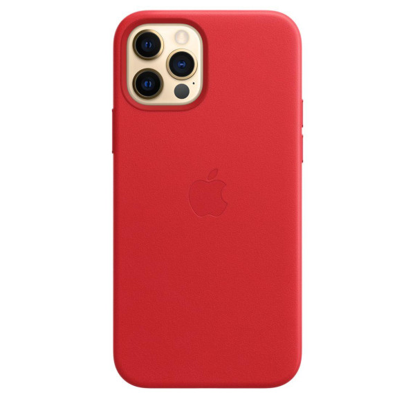 Кожанный чехол накладка Apple Leather Case with MagSafe for iPhone 12 | 12 Pro, Red (MHKD3)