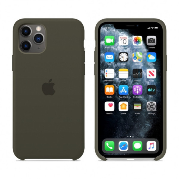 Силиконовый чехол-накладка Apple Silicone Case for iPhone 11 Pro Dark Green (HC) (A)