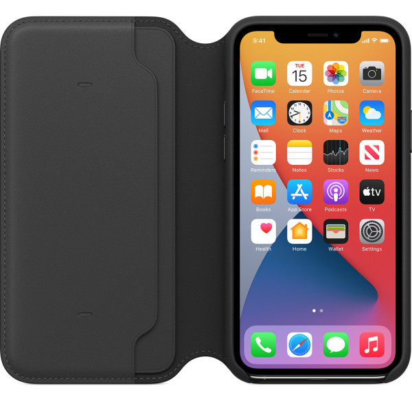 Кожаный чехол-книжка, обложка Apple Leather Folio for iPhone 11 Pro, Black (MX062)
