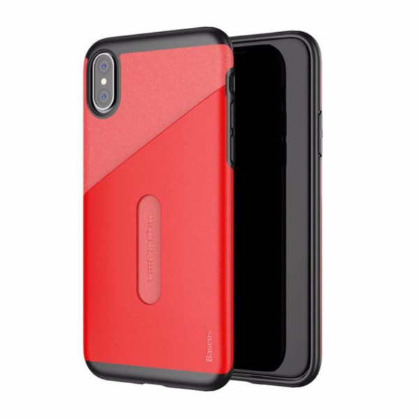 Чехол-накладка с держателем для карт Baseus Card Pocket Series Case for iPhone X, Red