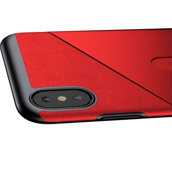 Чехол-накладка с держателем для карт Baseus Card Pocket Series Case for iPhone X, Red