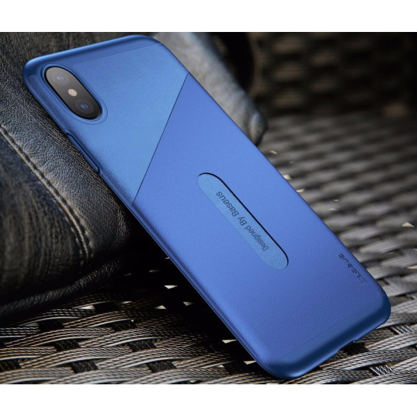 Чехол-накладка с держателем для карт Baseus Card Pocket Series Case for iPhone X, Dark Blue