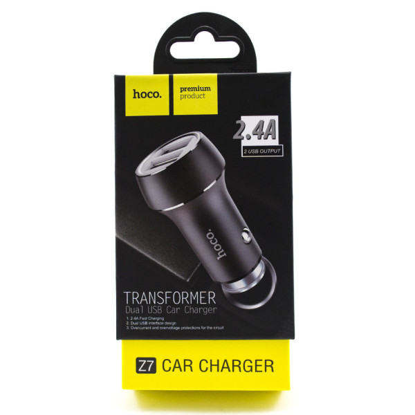 Автомобильное зарядное устройство для Hoco Z7 2USB 2.4A Black