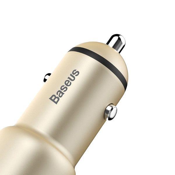Автомобильное зарядное устройство, адаптер Baseus 3.4A Dual USB Little Giant Metal Car Charger, Gold (CCJR-0V)