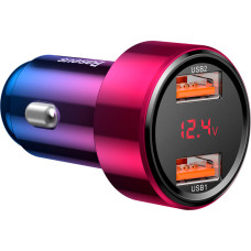 Автомобильное зарядное устройство, адаптер Baseus Magic Series Digital Display QC 3.0 45W 2USB, Red