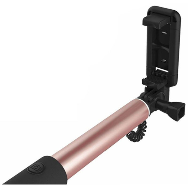 Монопод, селфи-палка Rock Selfie Stick with Wire Control, Rose Gold