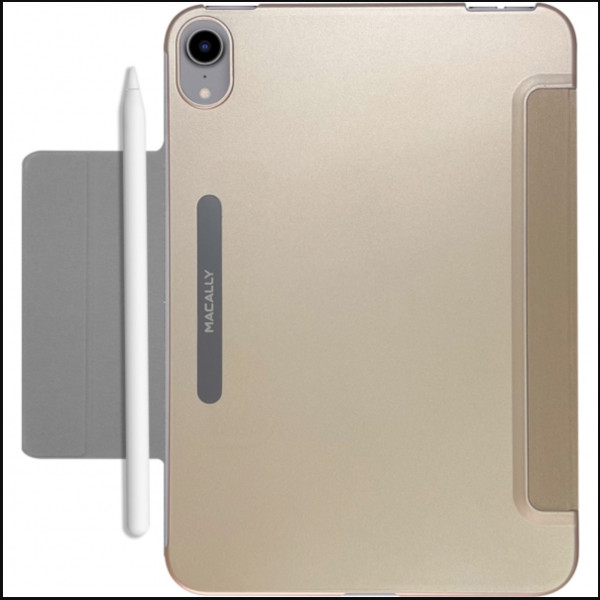 Кожанный чехол-книжка, обложка Macally Smart Leather Case for iPad Mini 6, Gold (BSTANDM6-GO)
