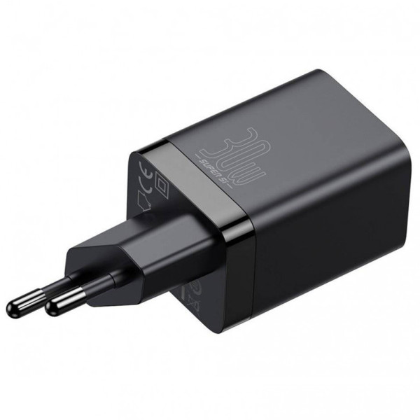Адаптер питания Baseus Super Si Pro Quick Charger Type C + USB 30W, Black (CCSUPP-E01)