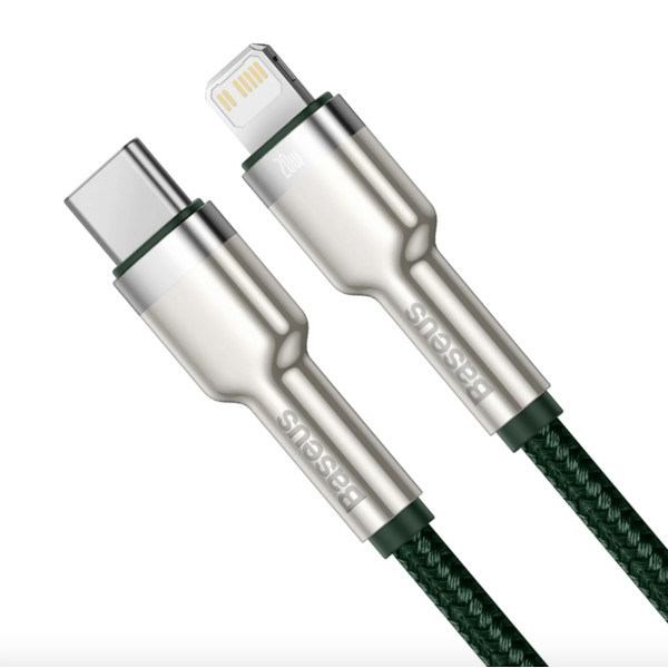 Кабель синхронизации Baseus Cafule Metal Type-C to Lightning PD 20W 2m, Green