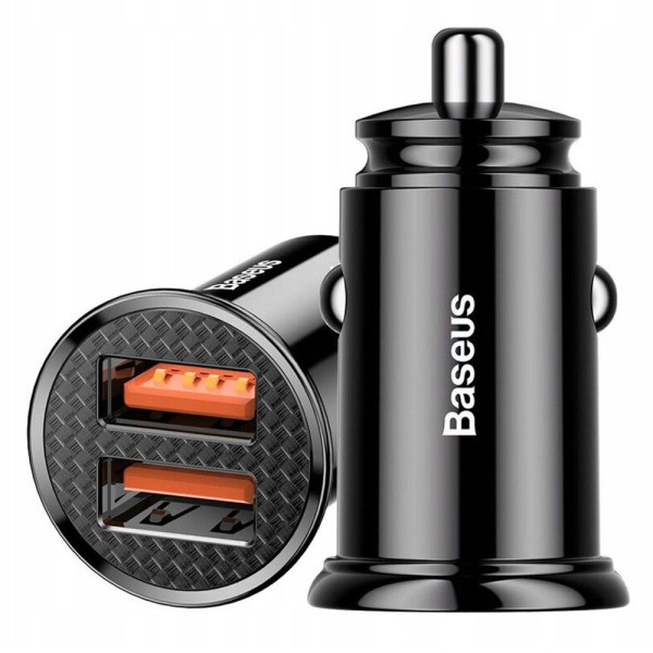 Автомобильное зарядное устройство Baseus Circular Plastic QC 3.0 30W 2USB, Black (CCALL-YD01)