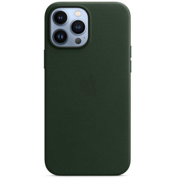 Шкіряний чохол-накладка Apple Leather Case with MagSafe for iPhone 13 Pro Max, Sequoia Green (HC)