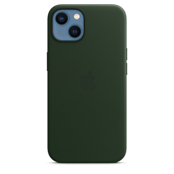 Кожанный чехол-накладка Apple Leather Case with MagSafe for iPhone 13, Sequoia Green (HC)