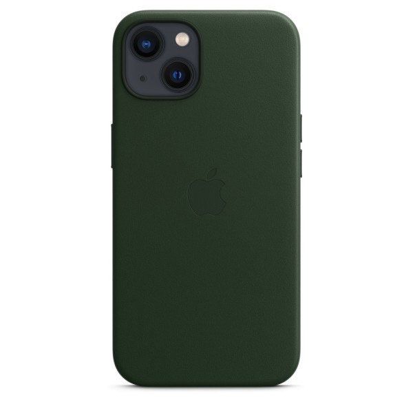 Кожанный чехол-накладка Apple Leather Case with MagSafe for iPhone 13, Sequoia Green (HC)