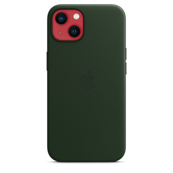 Кожанный чехол-накладка Apple Leather Case with MagSafe for iPhone 13, Sequoia Green (HC)
