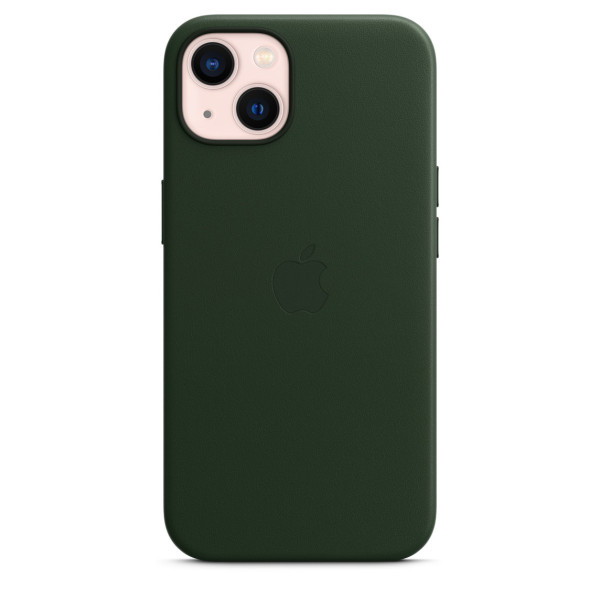 Кожанный чехол-накладка Apple Leather Case with MagSafe for iPhone 13, Sequoia Green (HC)