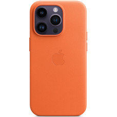 Кожанный чехол-накладка Apple Leather Case with MagSafe for iPhone 14 Pro Max, Orange (MPPR3)