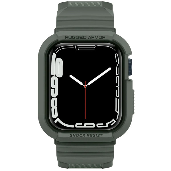 Чехол + ремешок для Apple Watch Spigen Rugged Case + Band for Watch 45/44, Military Green (062CS26016)