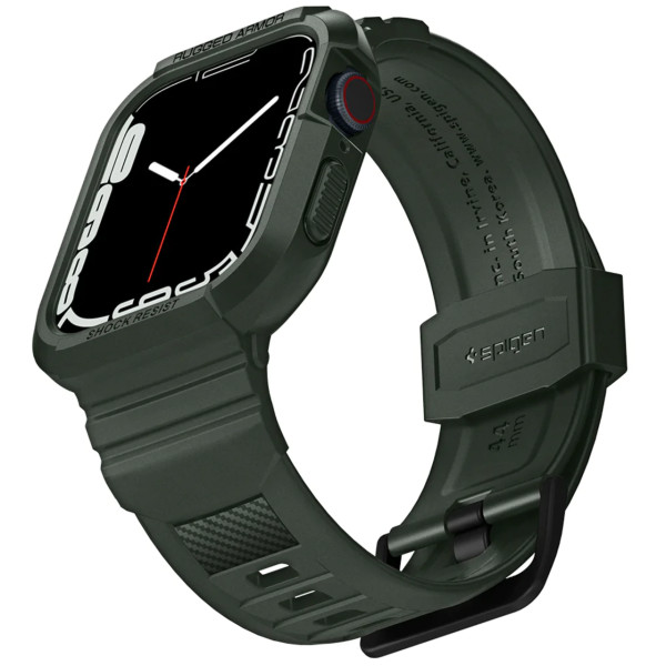 Чехол + ремешок для Apple Watch Spigen Rugged Case + Band for Watch 45/44, Military Green (062CS26016)