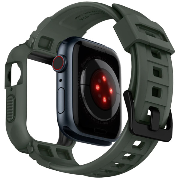 Чехол + ремешок для Apple Watch Spigen Rugged Case + Band for Watch 45/44, Military Green (062CS26016)