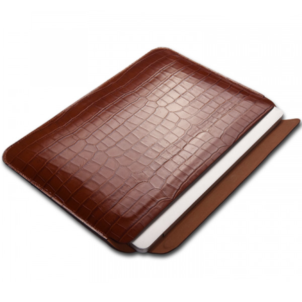 Кожаный чехол WIWU Skin Croco Geniunie Leather Sleeve Series for MacBook 14" [2021], Brown