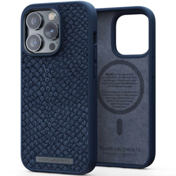 Чехол-накладка Njord Salmon Leather MagSafe Case for iPhone 14 Pro, Blue (NA44SL01)