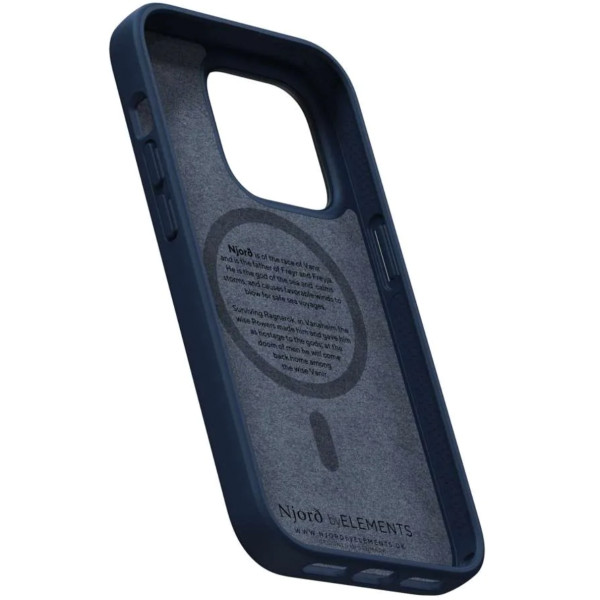 Чехол-накладка Njord Salmon Leather MagSafe Case for iPhone 14 Pro, Blue (NA44SL01)