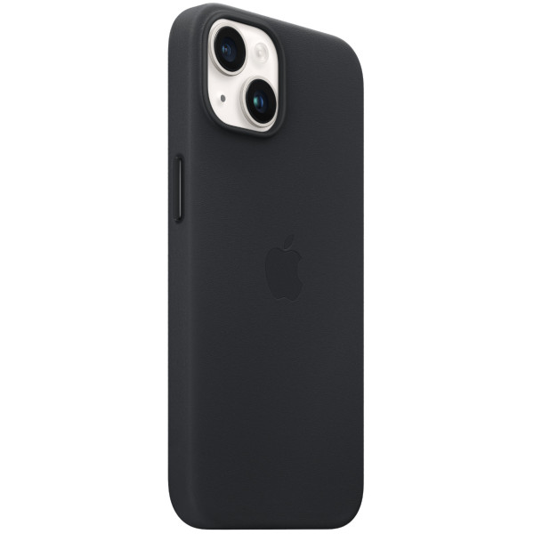 Кожанный чехол-накладка Apple Leather Case with MagSafe for iPhone 14, Midnight (HC)