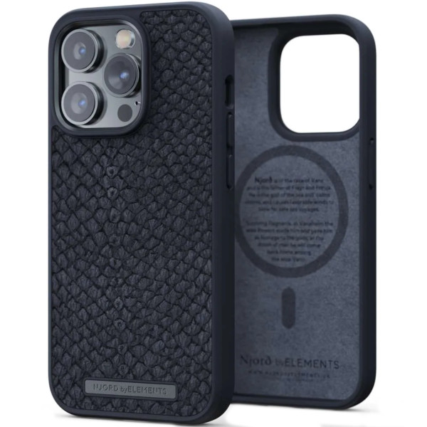 Чехол-накладка Njord Salmon Leather MagSafe Case for iPhone 14 Pro, Black (NA43SL00)