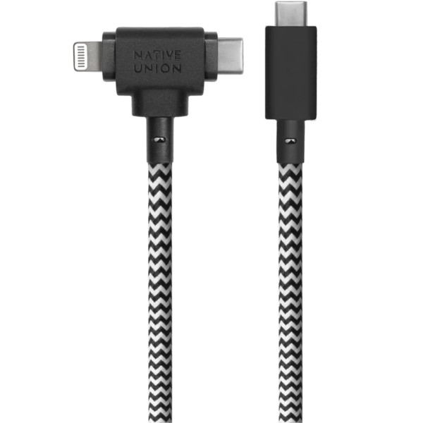 Кабель Native Union Belt Cable Universal USB-C to USB-C/Lightning 1.5 m, Zebra (BELT-CCL-ZEB-NP)